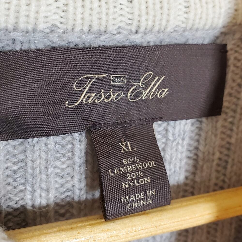 Tasso Elba light grey Lambswool zipper ribbed sweater jacket Size XL - Picture 4 of 9